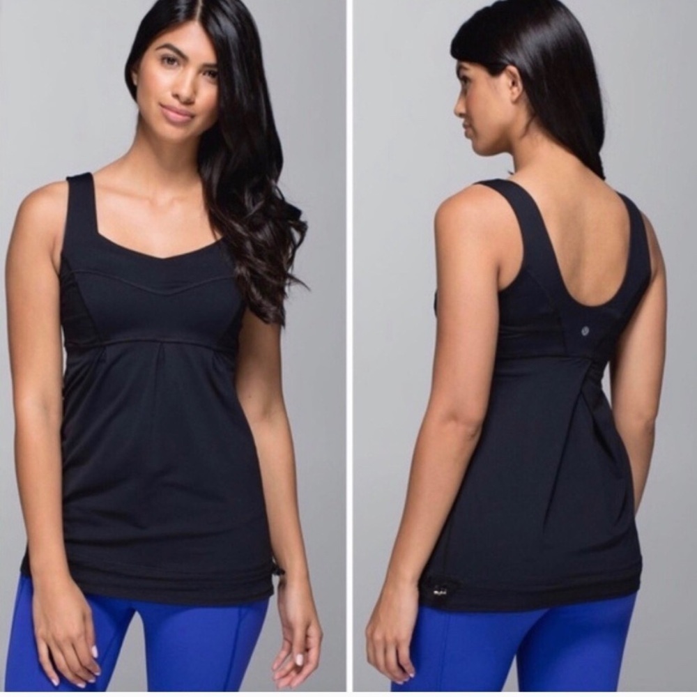 LuLulemon Run Tame Me Tank Top Black Drawstring 4